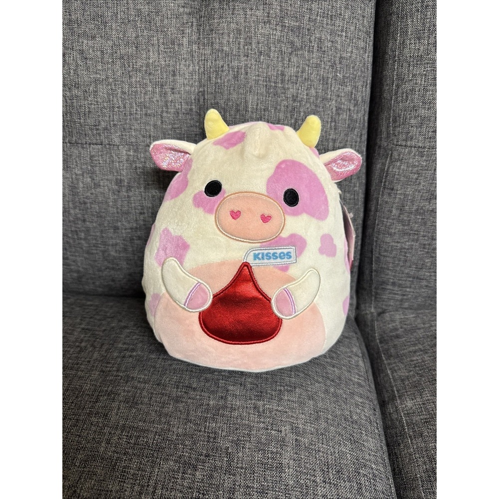 8" Evangelica the Strawberry Milk Cow Hershey's Kisses Squishmallow/ Valentine's